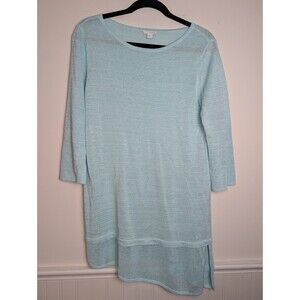 J. Jill Pure Jill Blue Linen Blend Asymmetrical Tunic Top Coastal Grandma Small